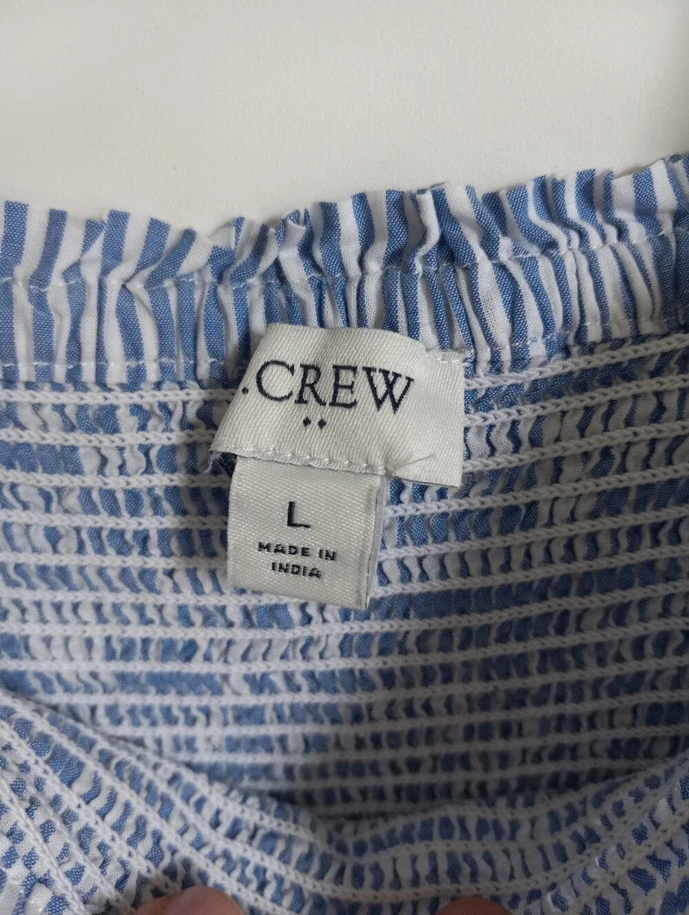 Womens J. Crew  Blue Stripe Smocked Sundress Size Large